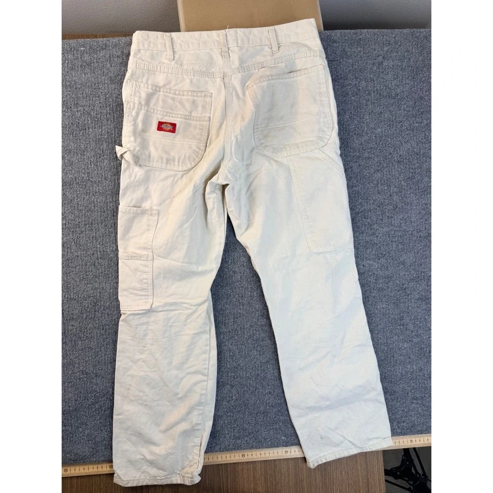 Dickies Carpenter Pants 32x30 Mens Cream White Heavyweight Workwear Stained Y2K